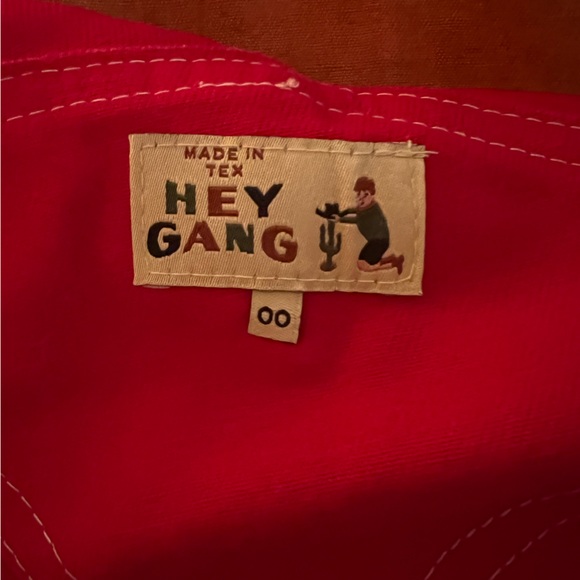The Hey Gang Knee Patch Overalls Red Denim Size 00 - Picture 3 of 7